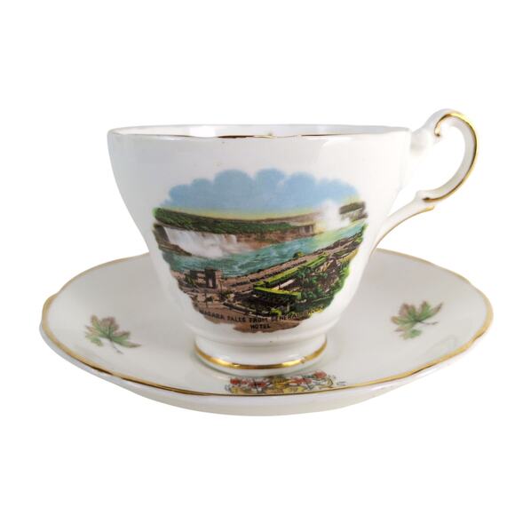 Vtg Regency Bone China Niagara Falls Canada Cup & Saucer Souvenir Made England - Picture 6 of 12